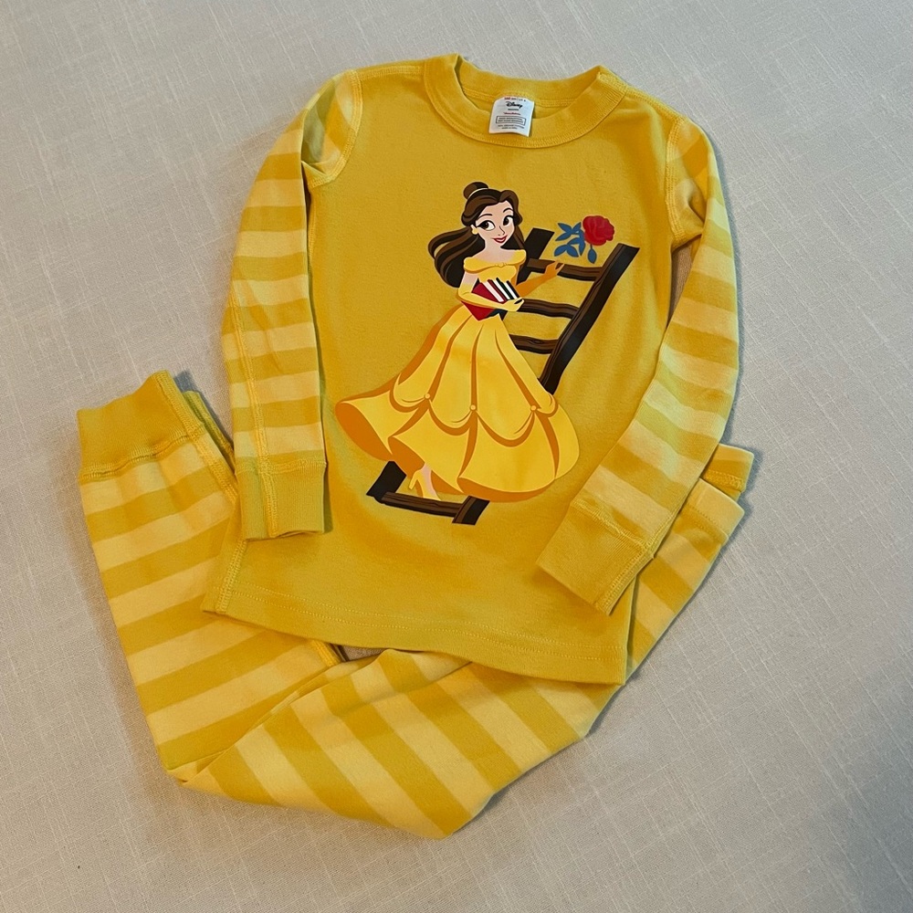 Hanna Andersson Beauty and the Beast Pajamas Size 100 4T Disney Long Johns